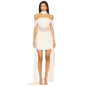 Deme by Gabriella Marianna Dress in Off White Small New Womens Scarf Mini